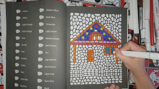 Coloring Chat In Stone Mosaic Cute Houses Belba Family Color By Number Book