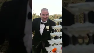 Champagne Tower Fail. #shorts #funnyvideos #champagnetower #bloopers #weddingshorts #weddingcandids