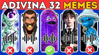 Adivina El Meme Por La Canción😀32 Memes😱Skibidi Toilet🚽Chipi Chipi Merlina🖤Gato Banana😺Pomni🎪Freddy🐻