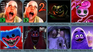 Mr Meat 1+2 Update, Poppy Playtime 3 Mobile Update, Poppy 1+2+4 ,Granny 5, Grimace Monster Scary