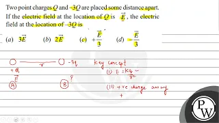 Two point charges ( Q ) and ( -3 Q ) are placed some distance apart. If the electric field a...