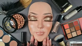 ASMR Real Golden Glam Makeup on Mannequin (Whispered)