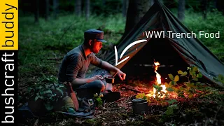 WW1 Trench Food | M-1958 Sleeping Bag Harness | Ka-Bar Knife | Solo | Polish Lavvu Ridge Line Setup