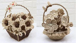 4 Beautiful Jute Flower Basket | Home decorating ideas handmade