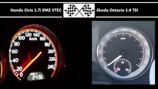 Honda Civic 1.7i EM2 VTEC VS. Skoda Octavia 1.4 TSI - Acceleration 0-100km/h