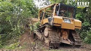 Caterpillar D6R XL Bulldozer Operator Works very Fast to Clean Plantation Roads