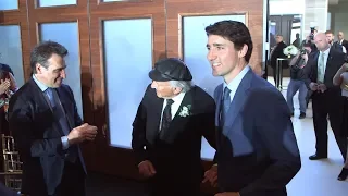 Holocaust Survivors Enter with PM Justin Trudeau