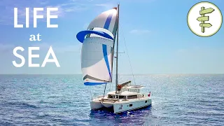 Couple Living on a Sailboat & Running a Small Business While Off the Grid + Catamaran Tour