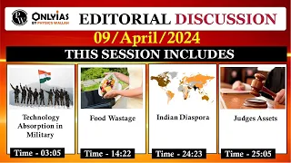 9 April 2024 | Editorial Discussion | Technology Absorption in Military, Food wastage, Judges Assets