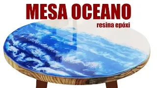 Tampo de mesa Resinado com efeito de mar - Faça o seu!