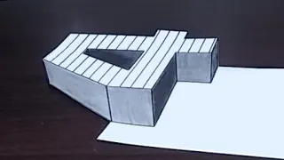 3D Trick Art On Line Paper, Floating Number 4