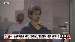 Man accused in killing of Las Vegas police officer pleads not guilty