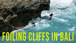 Like the Wing-suit but Foil Surfing under the cliffs of Uluwatu, Bali