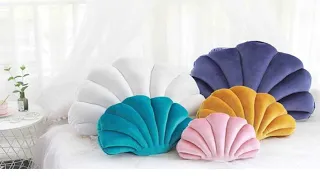 Home Shell Stuffed Throw Pillow Velvet Pillow Sea Shell Home Decor Bed Sofa Cushion Decoration Gift