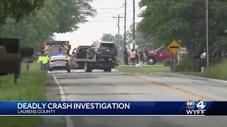 Woman killed in 3-car crash in Laurens County, South Carolina, coroner says