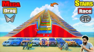 GTA 5: NEW Powerful 💪 SUVs Impossible Mega Stairs Ramp😱Drag Race Challenge! GTA 5