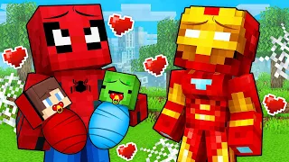 JJ and Mikey Adopted By SPIDER MAN and IRON MAN Family in Minecraft - Maizen