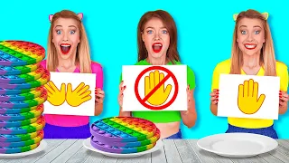 NO HANDS VS ONE HAND VS TWO HANDS EATING CHALLENGE || Pop it! Funny Situations by 123 GO! FOOD