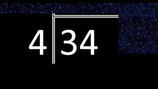 Dividir 34 entre 4 division inexacta con resultado decimal de 2 numeros con procedimiento