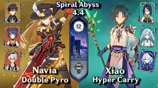 C0 Navia Double Pyro & C1 Xiao Xianyun Hyper | Spiral Abyss 4.4 - Floor 12 9 Stars | Genshin Impact