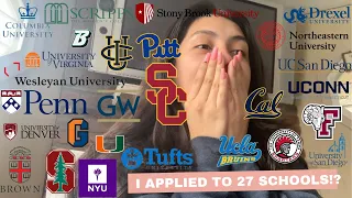 COLLEGE DECISION REACTIONS... 27 SCHOOLS?!?| Ivy's, USC, NYU, UC's, Northeastern, UMiami, & more!!