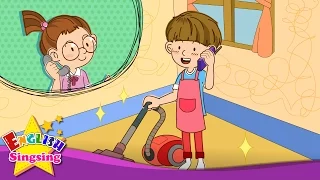 What are you doing? I'm cleaning my room. (Present progressive) - English song for Kids with lyrics