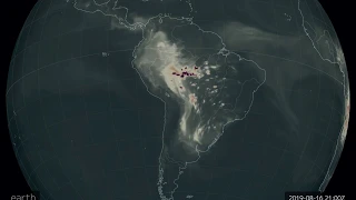 Time-lapse animation of 2019 Amazon rainforest fires visualized with carbon monoxide.