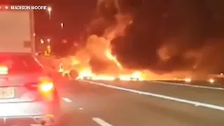 Fiery crash involving semi-truck caught on video in Ohio