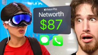 Rich Kid Uses Apple Vision Pro to BULLY Poor People!