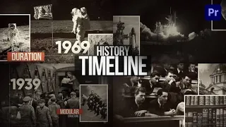 Premiere Pro Template: History Timeline Slideshow + Free Font