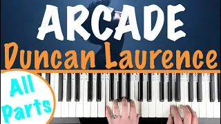 How to play ARCADE - Duncan Laurence Piano Tutorial Chords Accompaniment