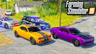 STREET RACING DODGE HELLCAT’S! POLICE CHASE | (ROLEPLAY) FARMING SIMULATOR 2019