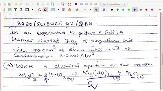 ECZ CHEM SCIENCE 2020 P2 ANSWERED| MOLE CONCEPT