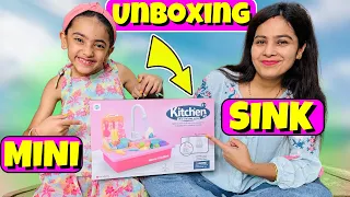 MINI KITCHEN SINK UNBOXING / Electric Dishwasher Toy with Running Water / Role Play Kitchen Sink 😍