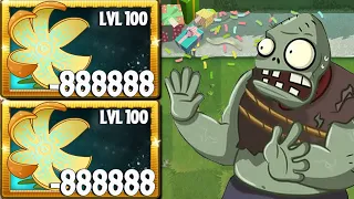 PvZ 2 All Super Plants Level 100 Vs 5 Super Zombies Bull Rider Level 100