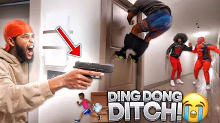 EXTREME DING DONG DITCH PART 9!! *COLLEGE EDITION* (GONE WRONG)