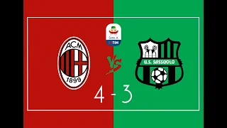 Milan-Sassuolo  4-3 gol e Highlights LIve 1°anello rosso