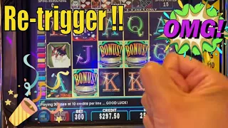 ★MEGA BIG WIN !! RETRIGGER & COLLECTED ALL DIAMONDS !!★KITTY GLITTER Slot (IGT) @Palms Casino Resort