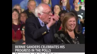 Bernie Sanders Celebrates his Progress at the Polls