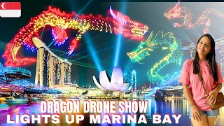 Singapore Marina Bay flying Dragon Drone Light Show 2024🐉 | Mani & Sky |