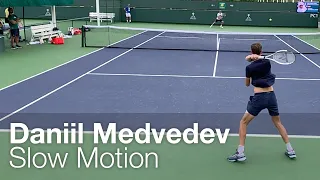 Daniil Medvedev Serve & Forehand Tennis Practice in Slow Motion at Court Level - Indian Wells 2021