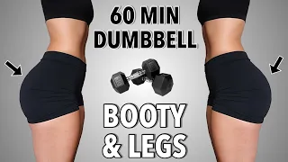 60 MIN DUMBBELL BOOTY / LEG WORKOUT - Grow Your Glutes at Home - Summer Shred Day 18