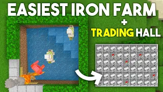 Minecraft Iron Farm + Trading Hall 1.20 Tutorial in Bedrock