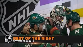 Dubnyk's third consecutive shutout highlights action-packed night