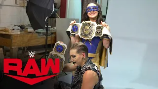 Rhea Ripley & Nikki A.S.H. pose as WWE Women’s Tag Team Champions: Raw Exclusive, Sept. 20, 2021