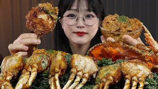 ASMR | SUB | DEEP FRIED CRABS🦀 | COOKING & MUKBANG | EATING SOUNDS