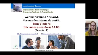 Webinar Anexo SL   Normas de sistema de gestão   Partilha de boas práticas