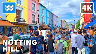 [4K] Portobello Road Market in Notting Hill London UK 🇬🇧 Walking Tour Vlog - Movie Filming Locations