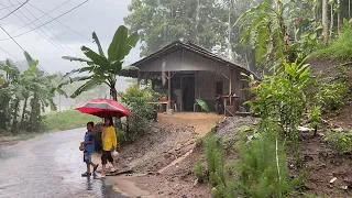 Heavy Rain in the Village | Beautiful Countryside in the Hills | fall asleep With the sound of rain