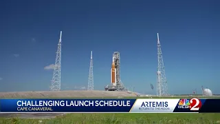 Busy schedule at Kennedy Space Center complicates Artemis 1 launch